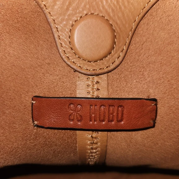HOBO‎ Daisy Brown Crochet 100% Cow Leather Cotton Shoulder V Bag - Picture 7 of 10